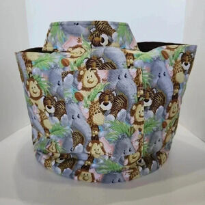 Jungle Animal Baby Shower Gift Quilted Tote Bag Lion Elephant Tiger Giraffe